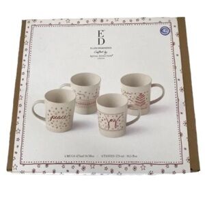 Royal Doulton with Ellen DeGeneres set of four white and red holiday drink mugs